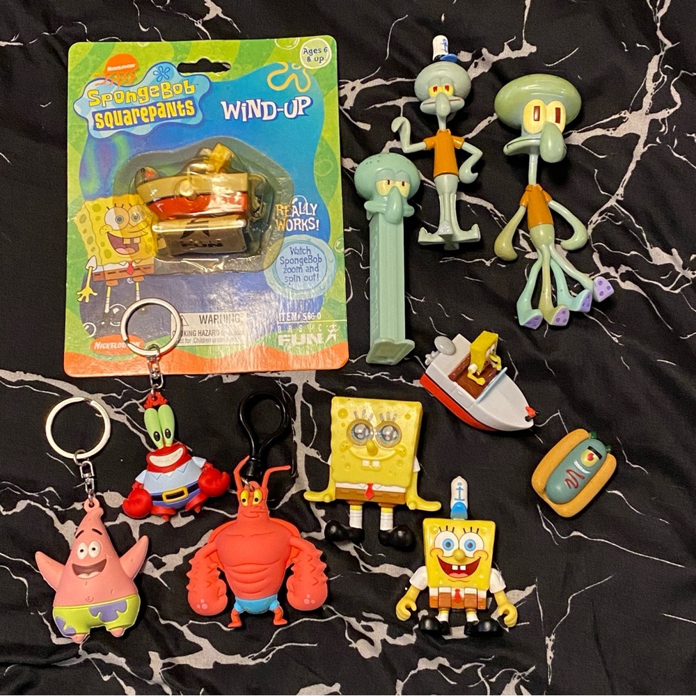 BIG SALE ⭐ LOT Vintage Spongebob Squidward Patrick Toys Keychains
